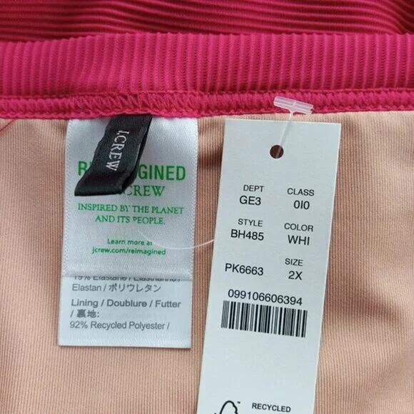NWT J. Crew Ribbed Trim Hipster Full Coverage High Leg Bikini Bottom 2X Pink - Picture 7 of 13